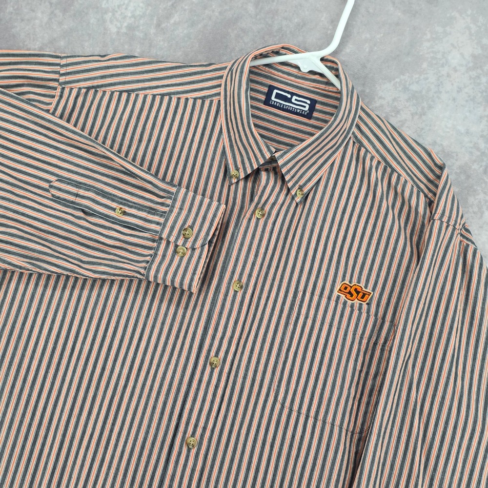 Crable Sportswear Oklahoma State University OSU Striped Button Down Shirt XL